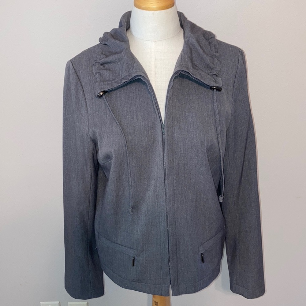 Zip-Up Straight Blazer